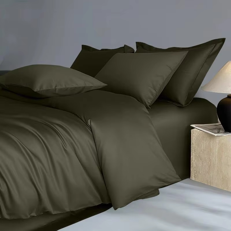 New Arrive Premium 500TC 100% Cotton Bedding Set Mite Proof Silky Soft Luxury Hotel Style Solid Color Bedding Set for Home Use