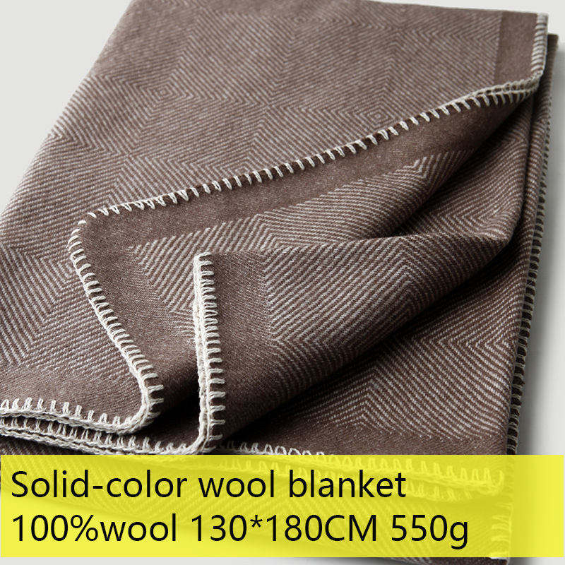Custom OEM ODM 100% Wool Blanket Fall Winter Warm Jacquard Throw 130180cm Classic Hotel Home Use