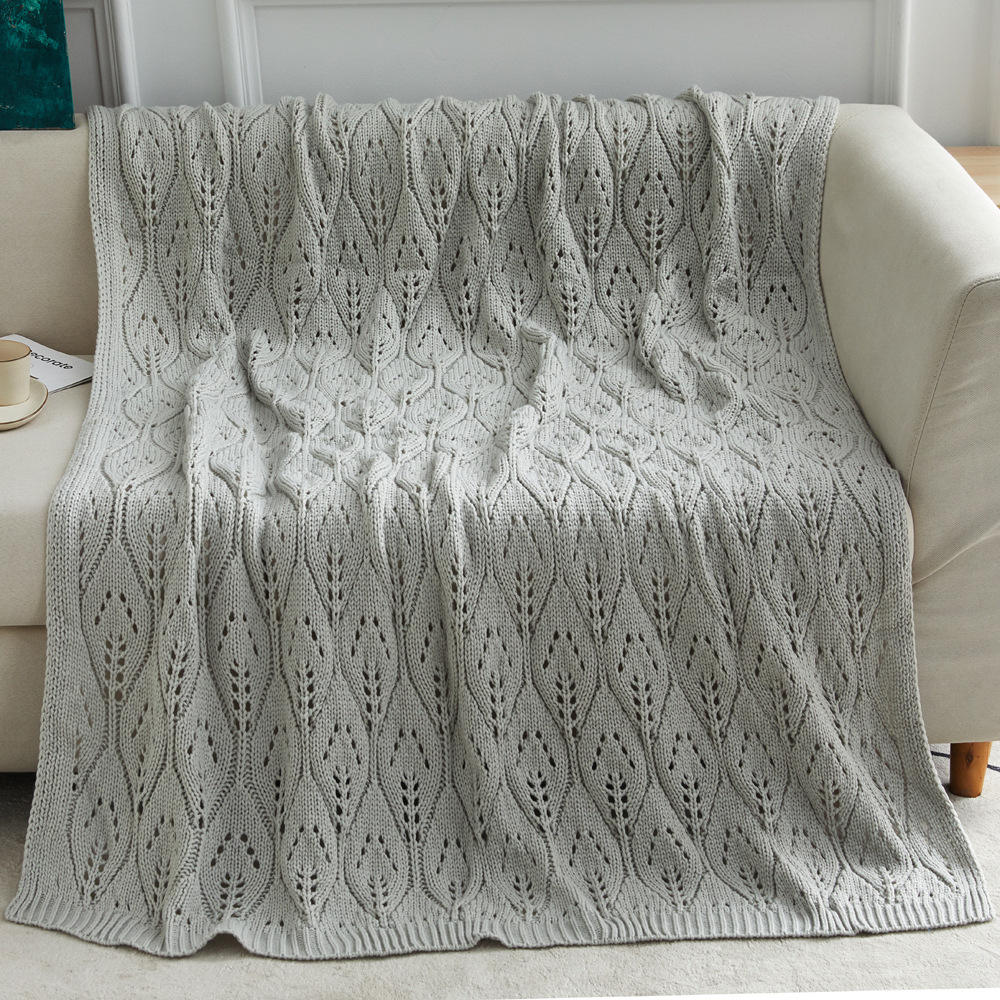 Custom OEM ODM Wholesale Nordic Style Knitted Jacquard Throw Blanket Soft Breathable Warm Durable for Sofa Bed All Seasons