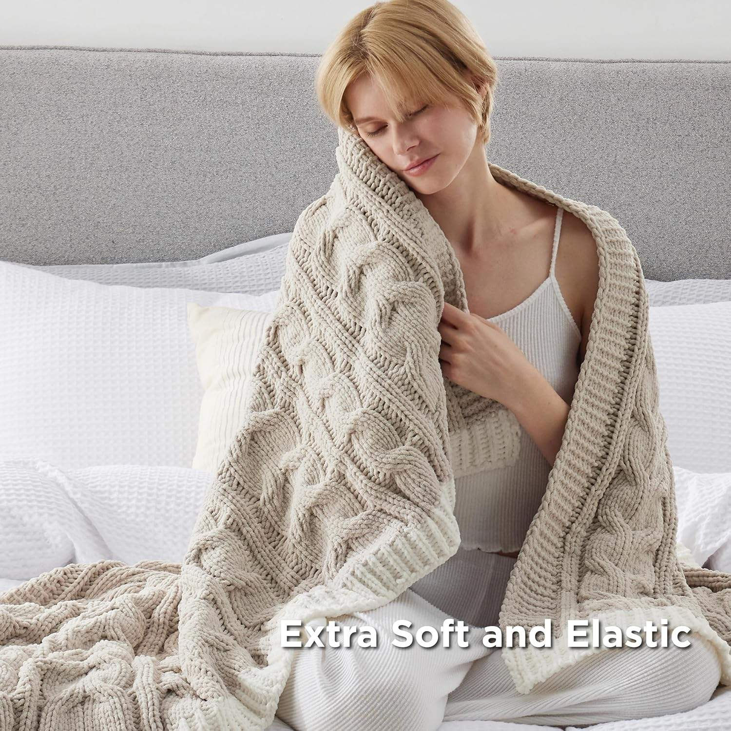 Wholesale Premium Cable Knit Throw Blanket Warm Chunky Knitted Blanket for Sofa Couch Bedroom Travel All Season Use
