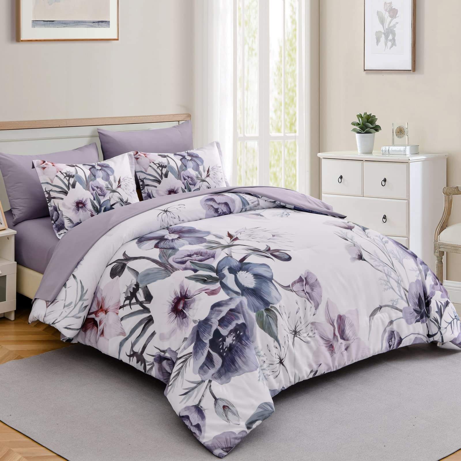 Custom Floral Print Polyester Comforter Set 12 Inch Deep Pocket Ultra Soft Microfiber for Bedroom Home OEM ODM Service