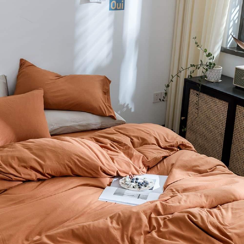 Wholesale All Size 3 Piece Jersey Knit Cotton Bedding Set Solid Color Luxury Soft Duvet Cover