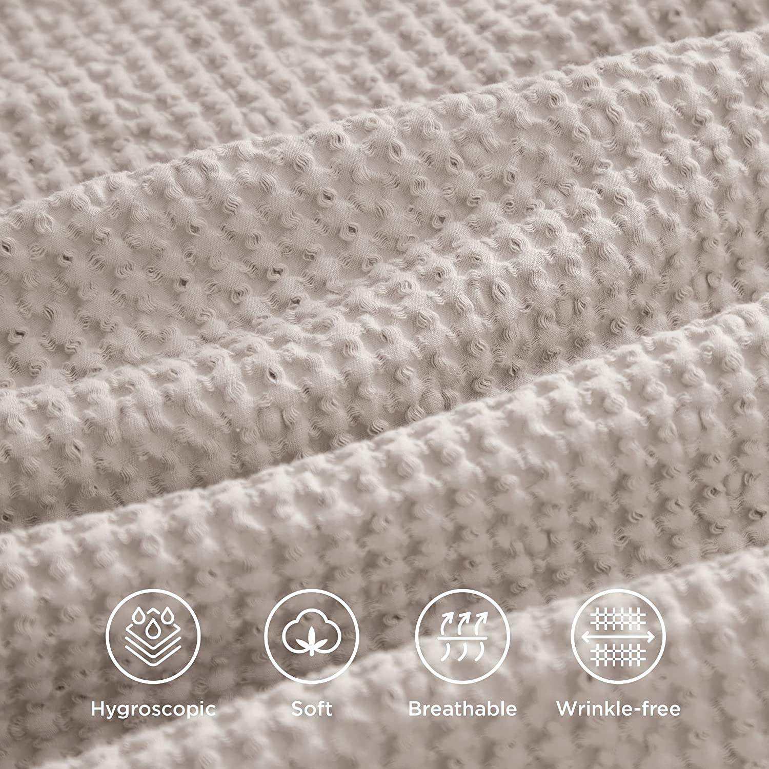 Microfiber Waffle Weave Tufted Boho Bedding Set Twin Size 3 Pieces All Seasons Chic Duvet Cover