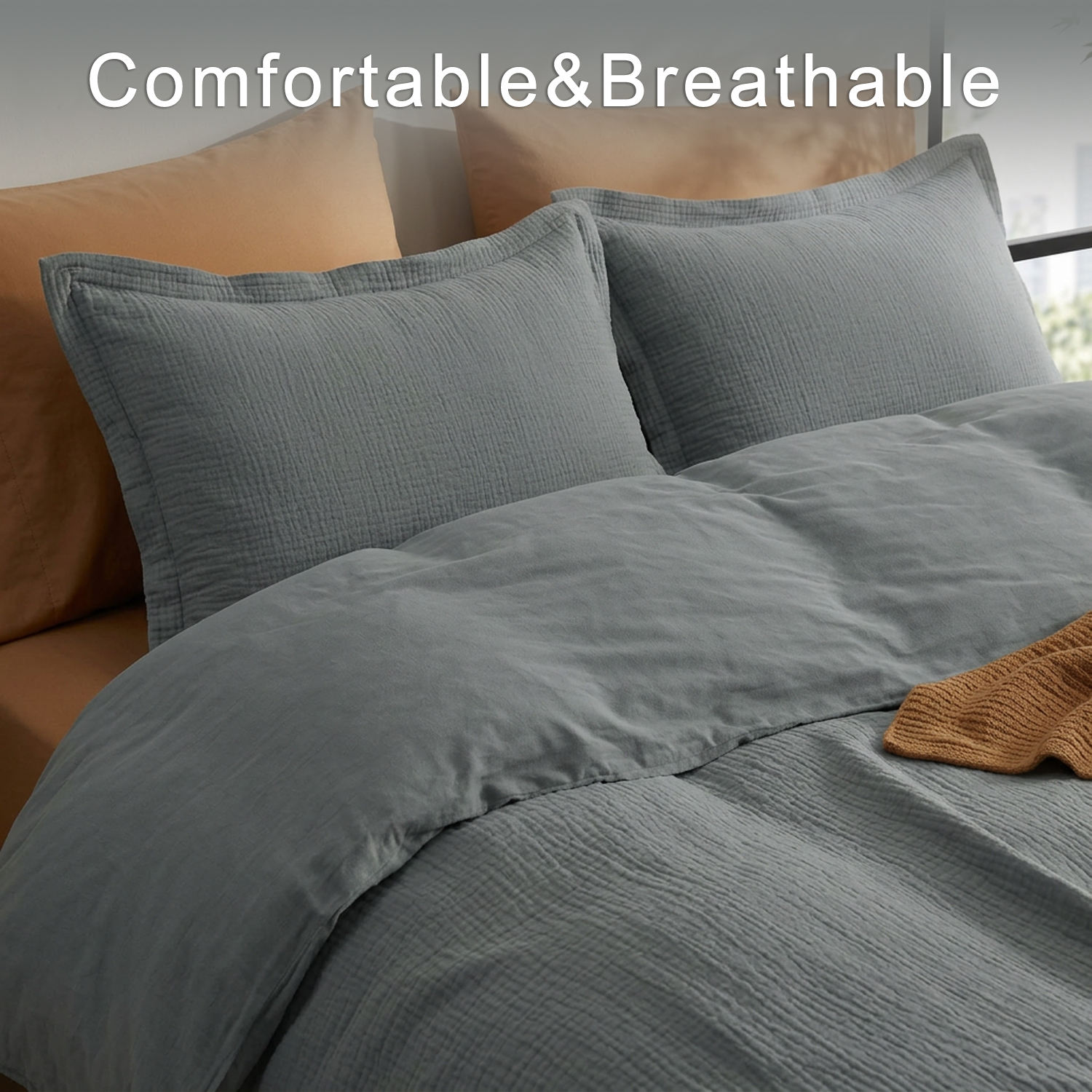 Modern Style 3-Piece 100% Cotton Muslin Comforter Bedding Set Soft Breathable Skin Friendly for Bedroom OEM ODM