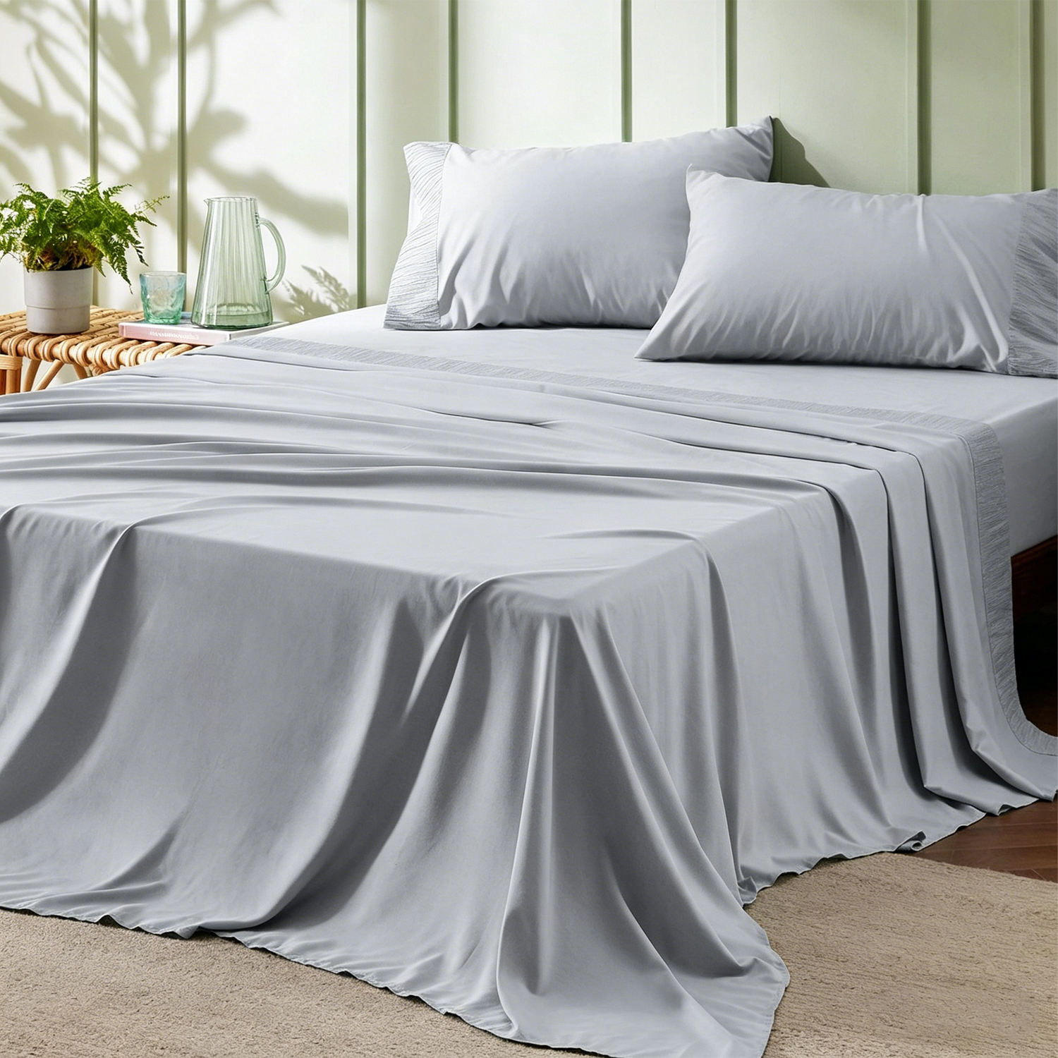 Luxury 400TC Tenel Bedding Set 100% Eucalyptus Lyocell 4Pcs Bed Sheets Skin Friendly Breathable Factory Direct Sales