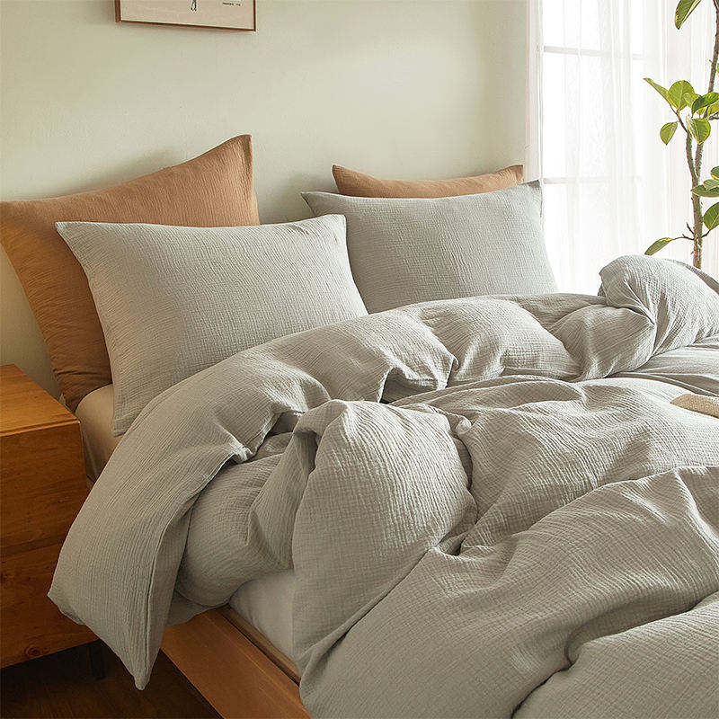HOT Selling Anti-Bacteria Cotton Gauze Bedding Set Customizable 3 Piece 200TC Hotel Home Use Soft Breathable OEM ODM