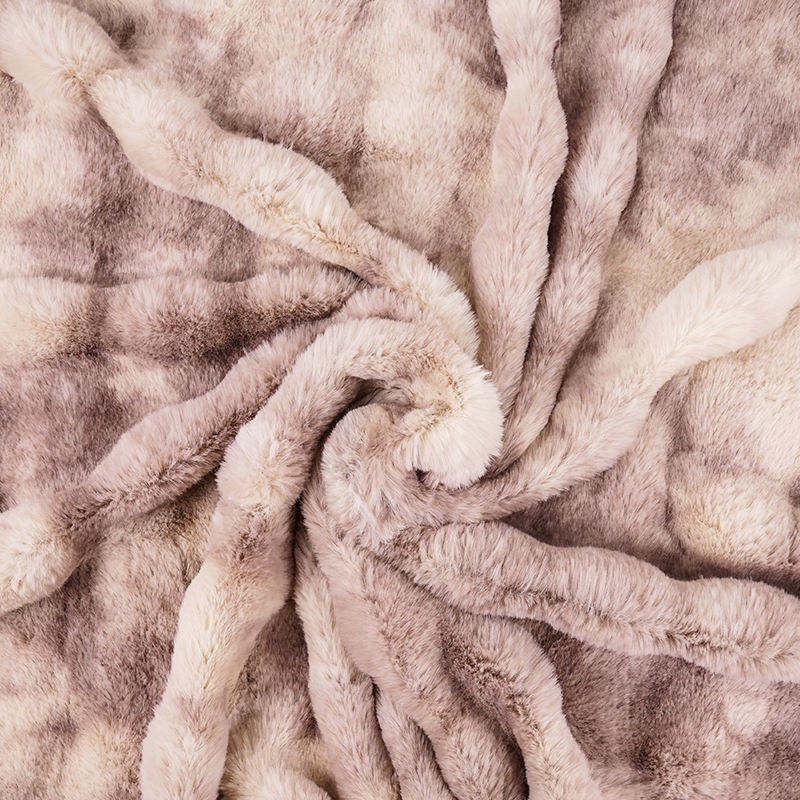 Customizable Tie Dye Faux Fur Throw Blanket, Plush Cozy Sofa Couch Blanket, Home Hotel Use OEM ODM Available Luxury Bedding