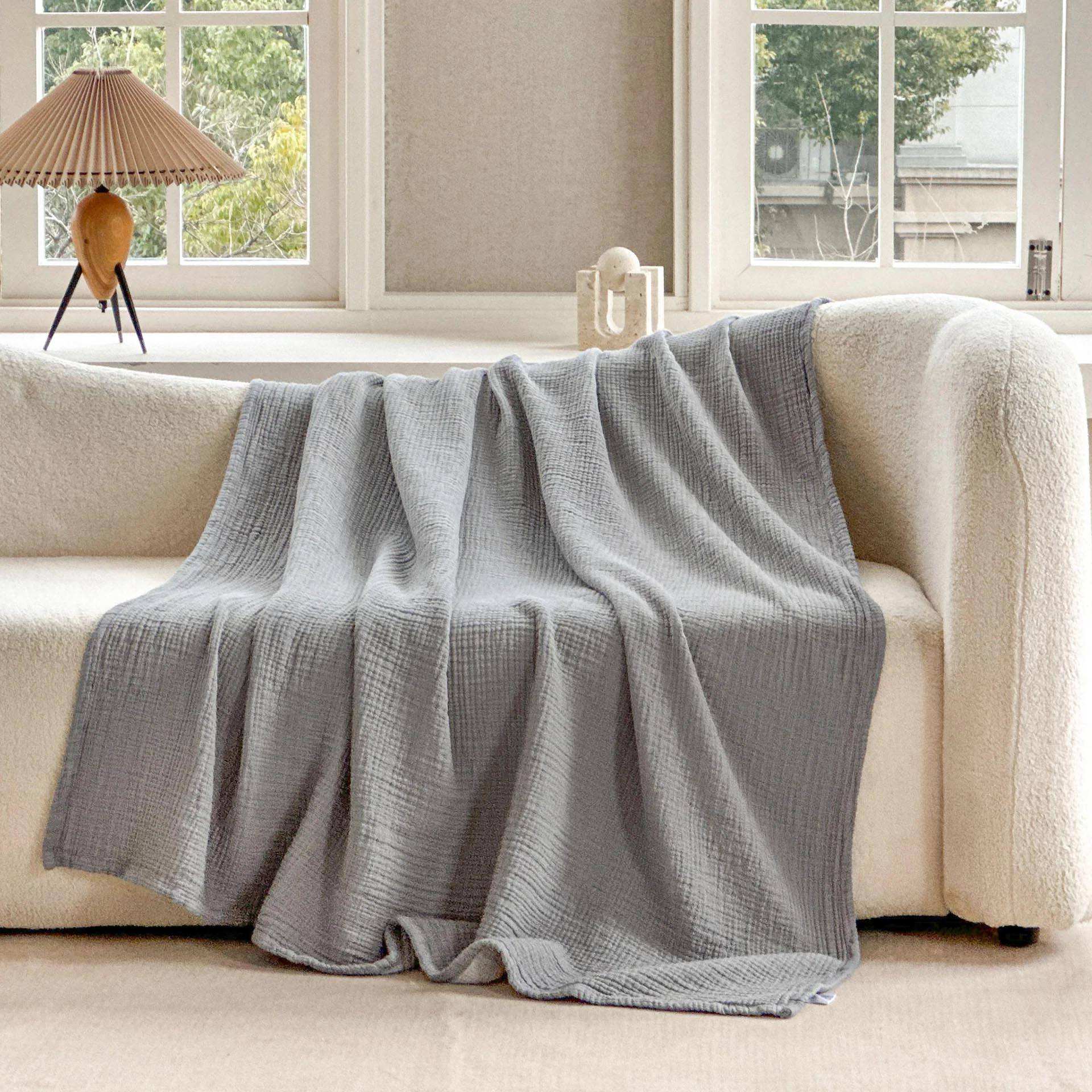 Designer Organic Cotton Muslin Blanket King Size Warm Heavy Winter Blanket Soft Breathable for Home Use OEM ODM