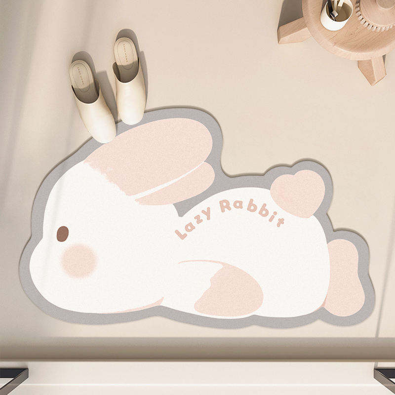 Custom OEM ODM Cute Animal Shape Diatom Mud Bathroom Rug Non Slip Quick Drying Absorbent Bath Mat for Home Entrance