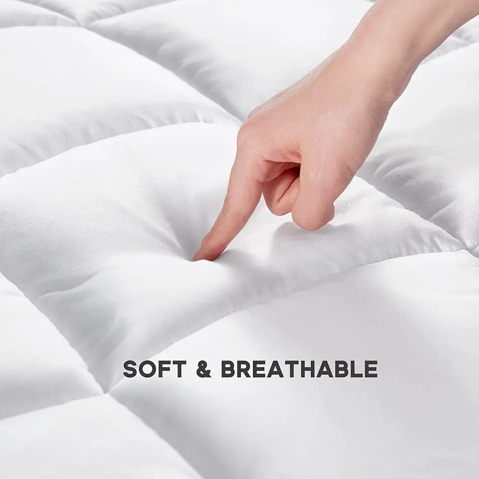 Mattress Topper Microfiber Polyester Mattress Pad Cover with Deep Pocket for Bedroom Hotel Home Use Custom OEM ODM