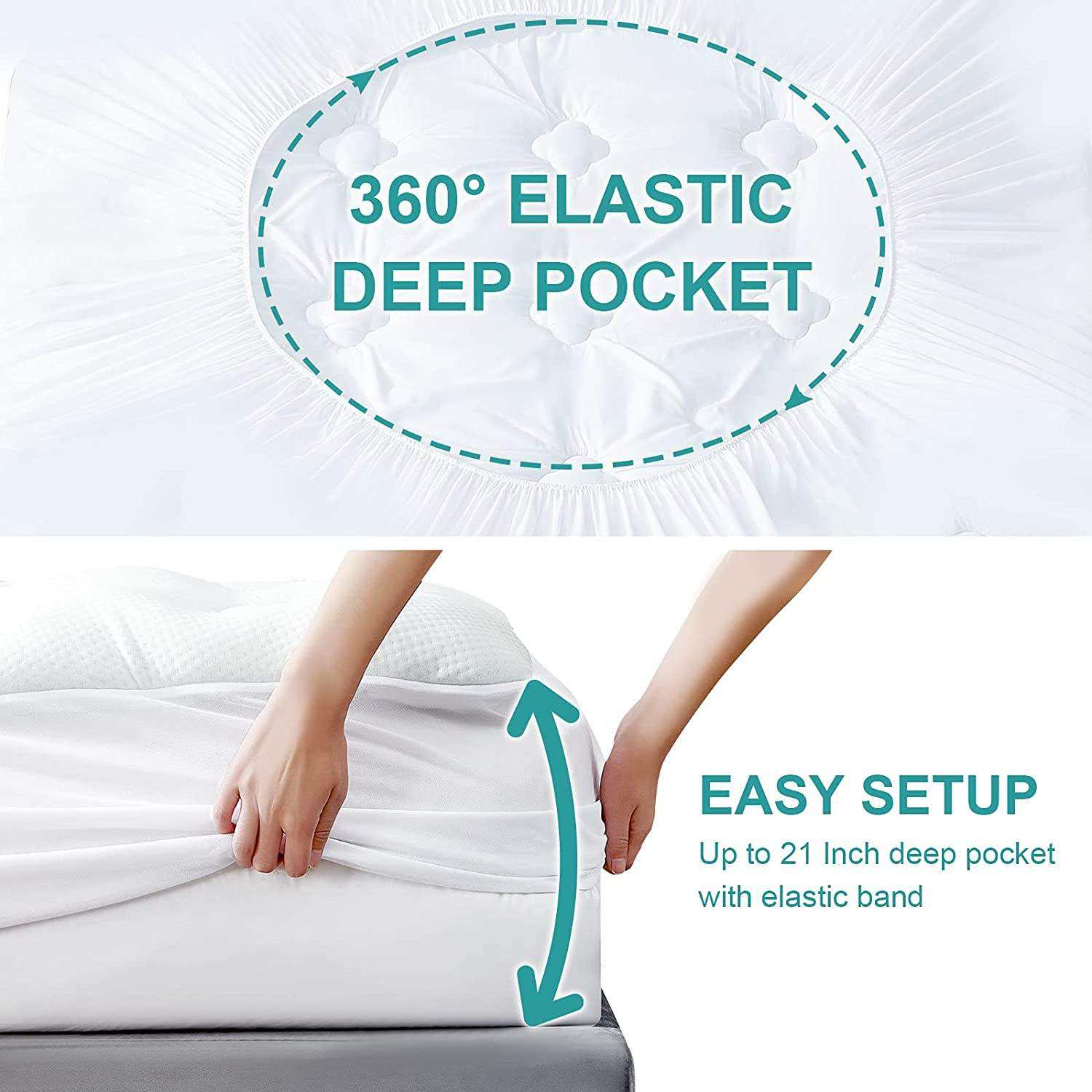 Custom Cooling Bamboo Mattress Topper Extra Thick with 8-21 Inch Deep Pocket for Bedroom Hotel Home OEM ODM Service