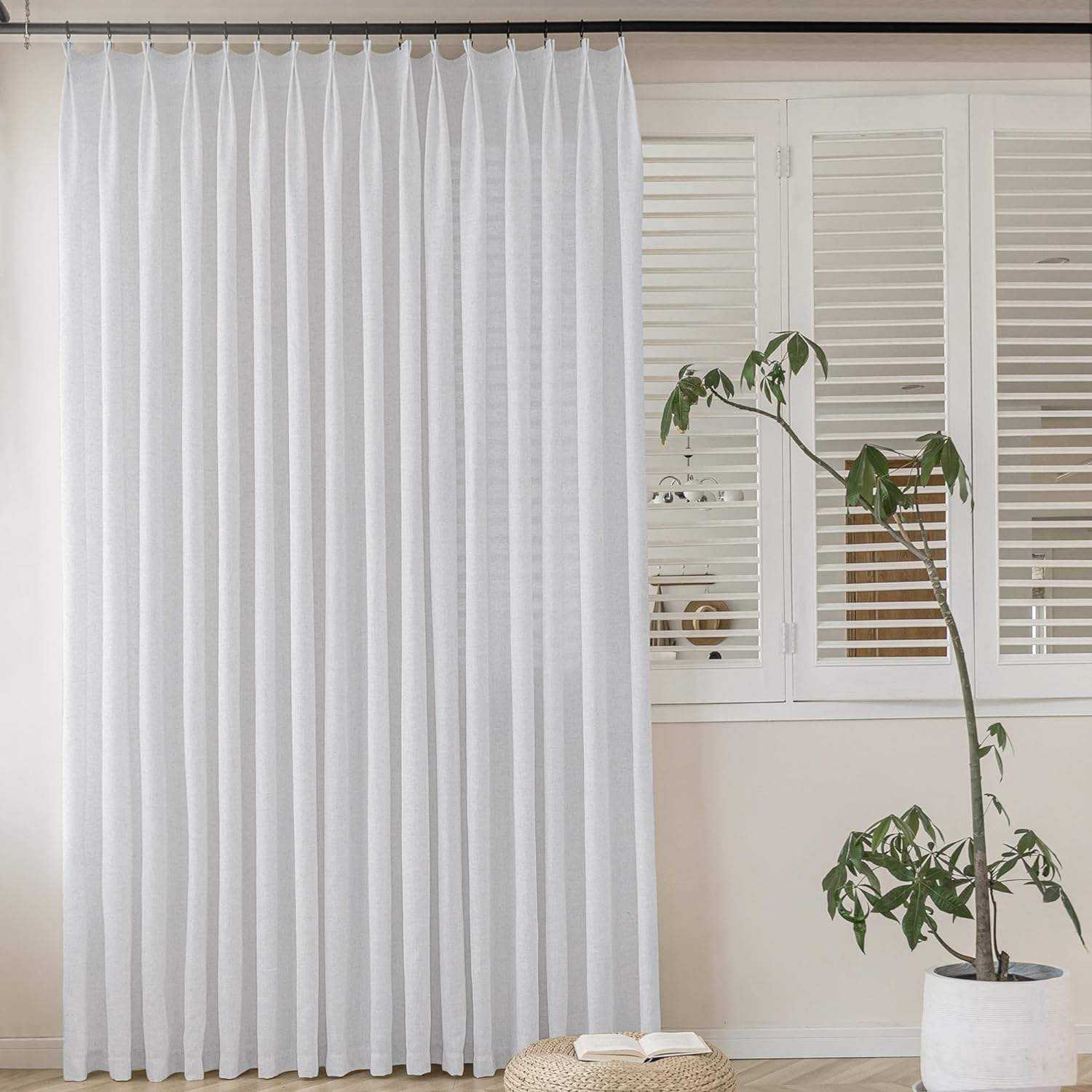 Lightweight White Linen Look Curtains Breathable Flax Fabric Customizable Polyester for Home and Hotel Use OEM ODM