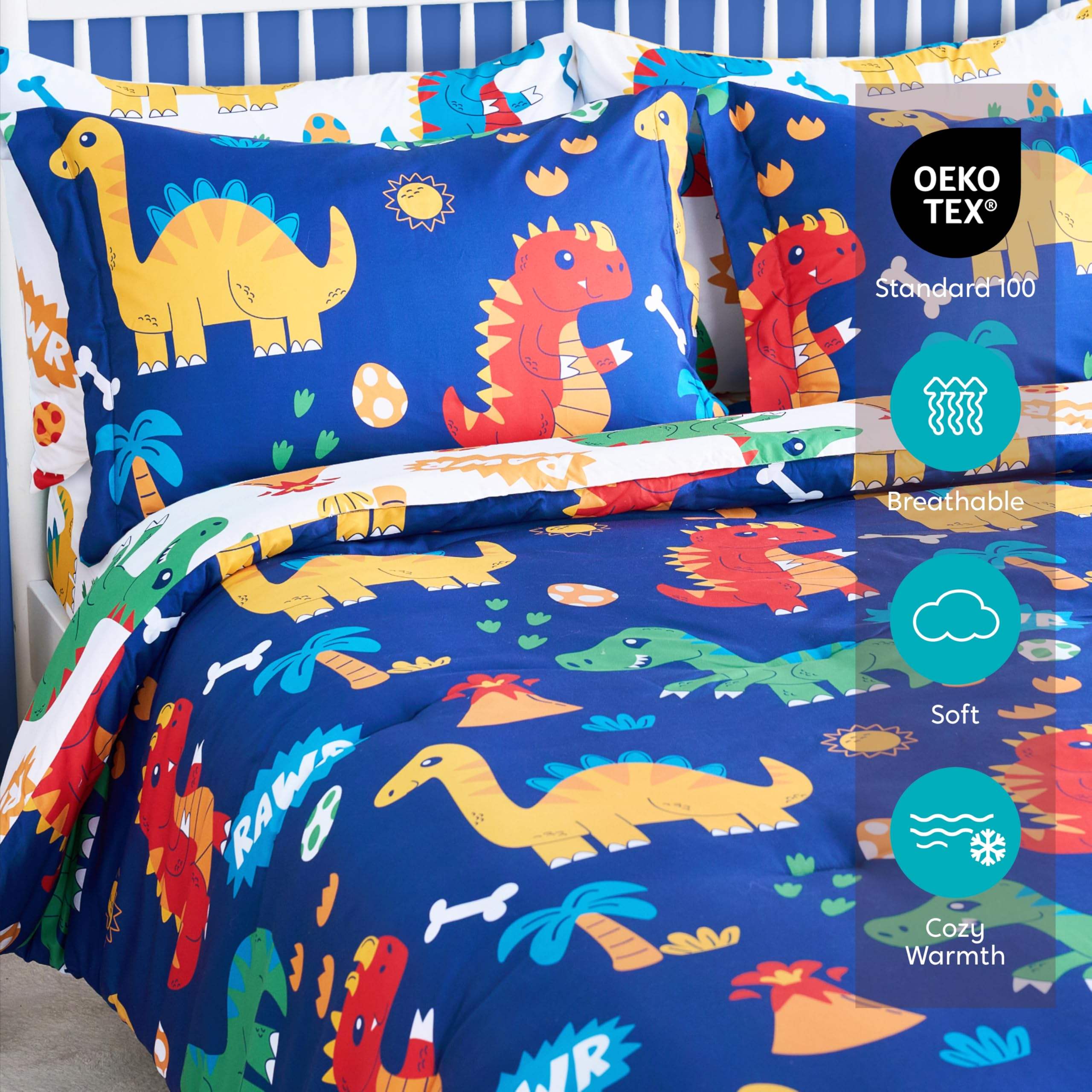 Custom Kids Cartoon Dinosaur Bedding Set Cotton Reversible Design Breathable Oeko-Tex Certified for Children Bedroom OEM ODM