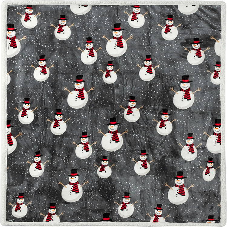 Custom OEM ODM Christmas Sherpa Throw Blanket Reversible Plush Warm Cozy Soft Durable Blanket Suitable for Holiday Home Use