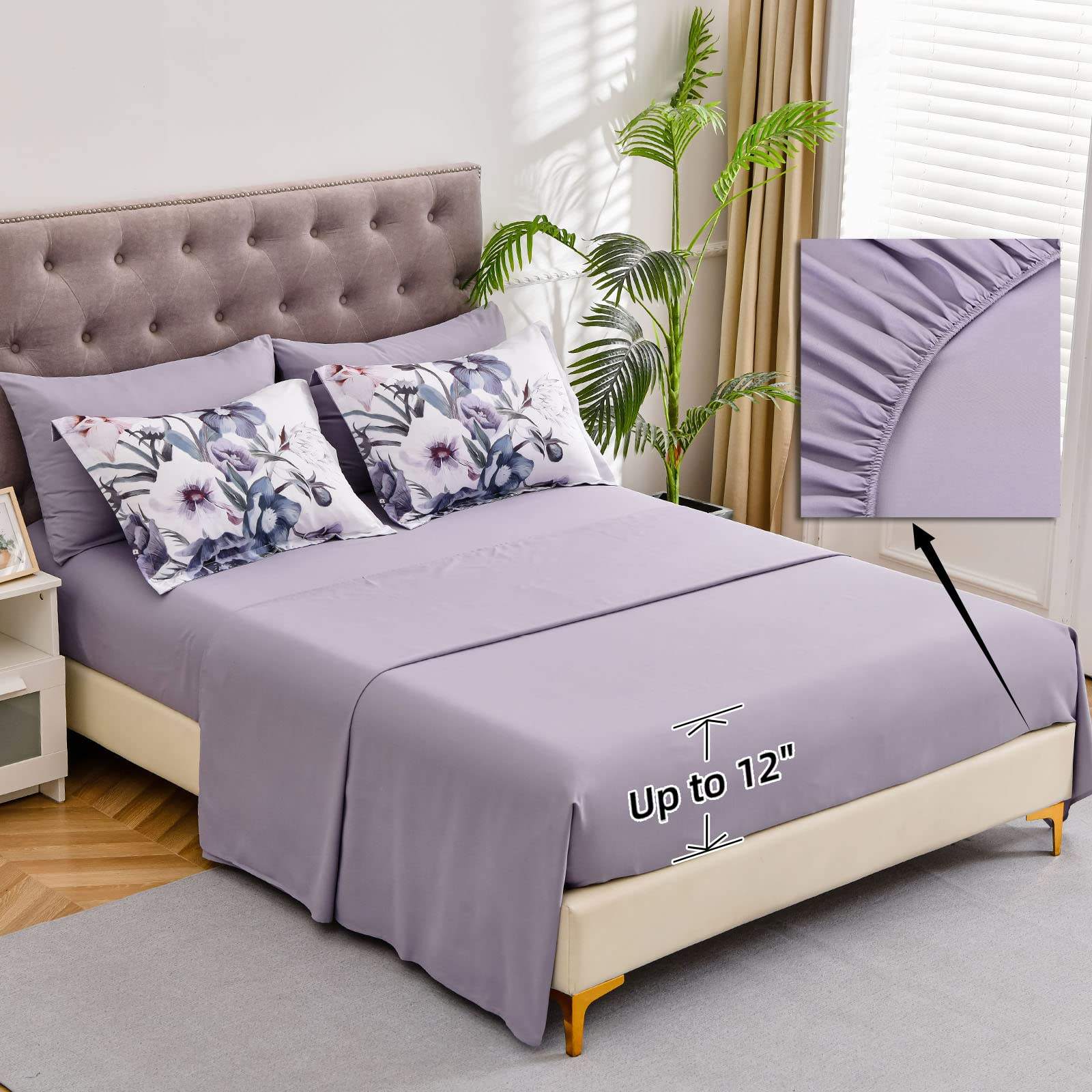 Custom Floral Print Polyester Comforter Set 12 Inch Deep Pocket Ultra Soft Microfiber for Bedroom Home OEM ODM Service