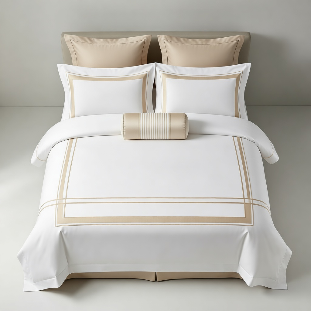 100% Cotton Satin Jacquard Flat Bed Sheets Set Plain White Queen Size Pillow Cases Durable Washable for Home Hotel Hospital Use