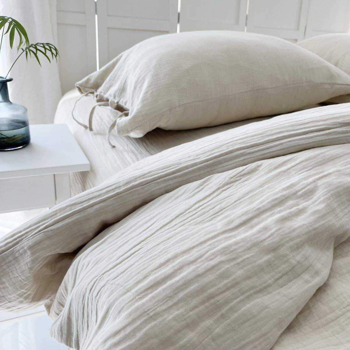 Custom Logo 100% Cotton Washed Bedding Set Breathable Soft Woven Fabric for Home Bedroom OEM ODM