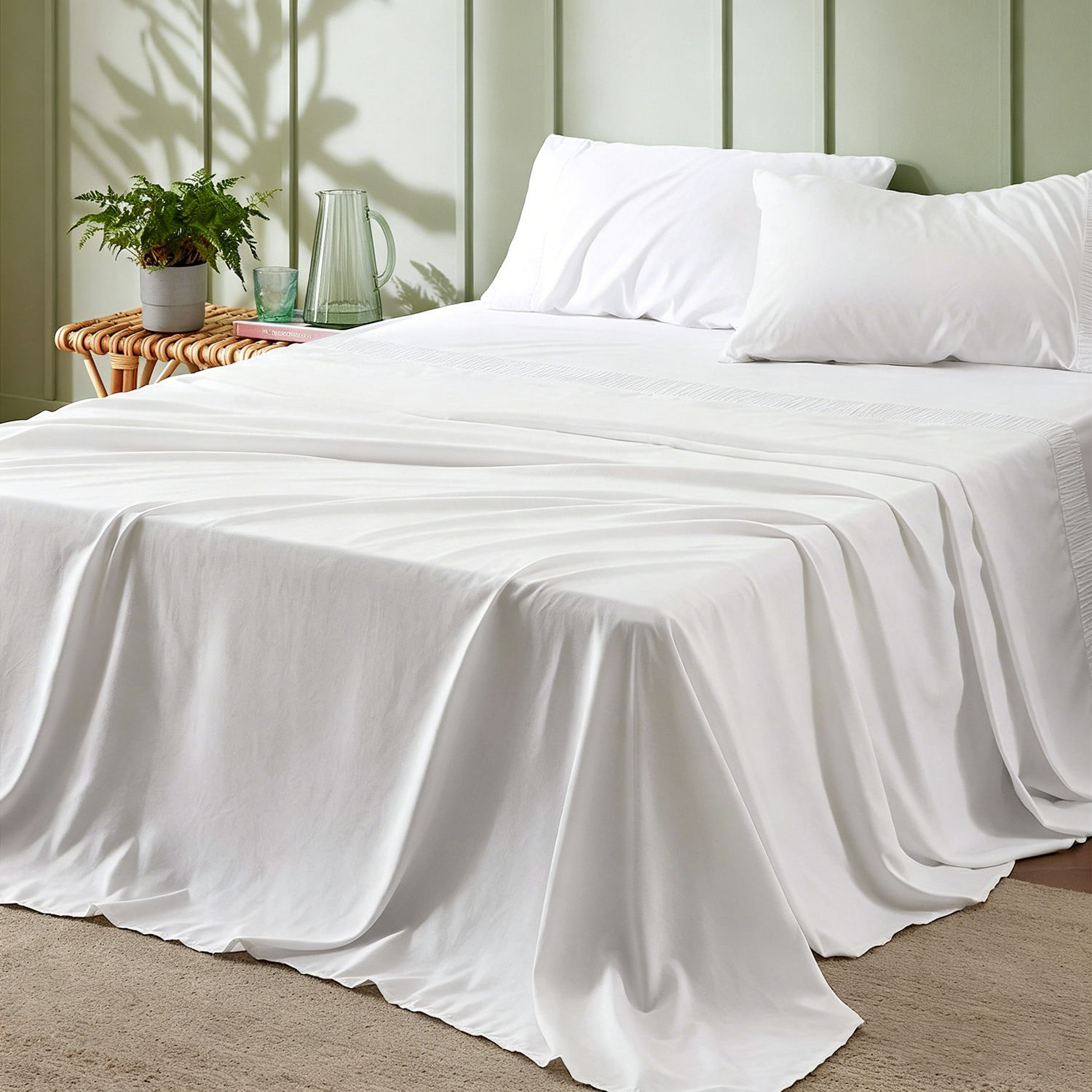 Luxury 400TC Tenel Bedding Set 100% Eucalyptus Lyocell 4Pcs Bed Sheets Skin Friendly Breathable Factory Direct Sales