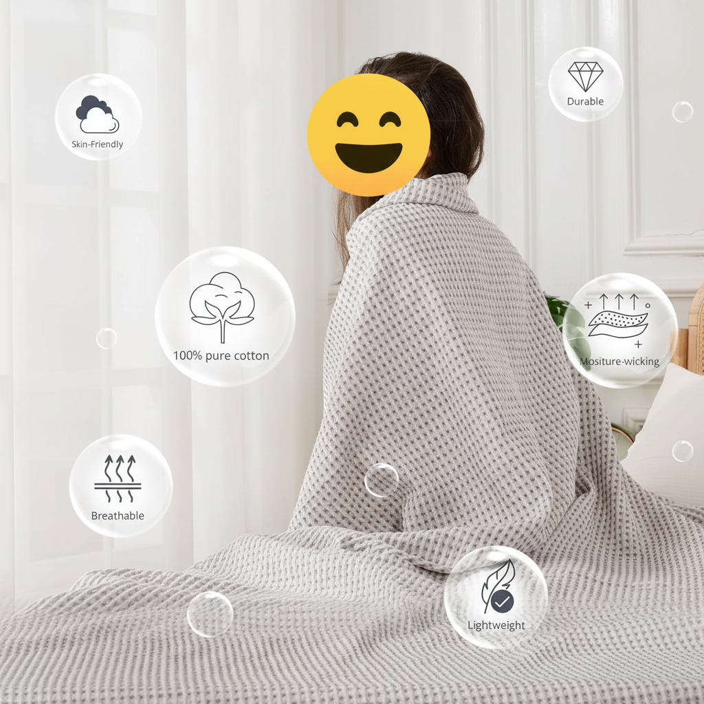 Designer Organic Cotton Muslin Blanket King Size Warm Heavy Winter Blanket Soft Breathable For Home Use OEM ODM