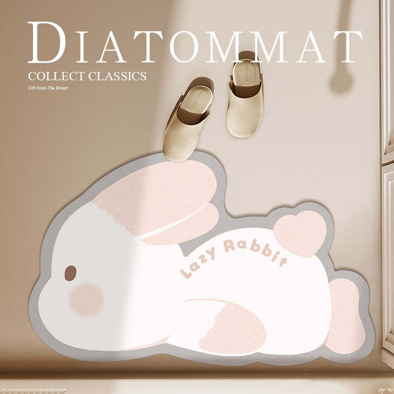 Custom OEM ODM Cute Animal Shape Diatom Mud Bathroom Rug Non Slip Quick Drying Absorbent Bath Mat for Home Entrance