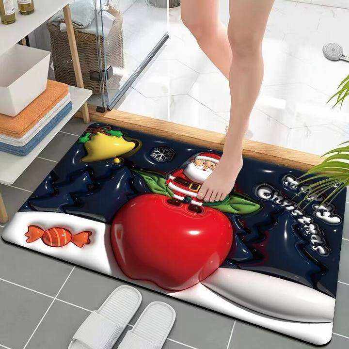 Custom OEM ODM New Trend 3D Visual Super Absorbing Diatomaceous Earth Bathroom Mat Non Slip Cartoon Bath Rug