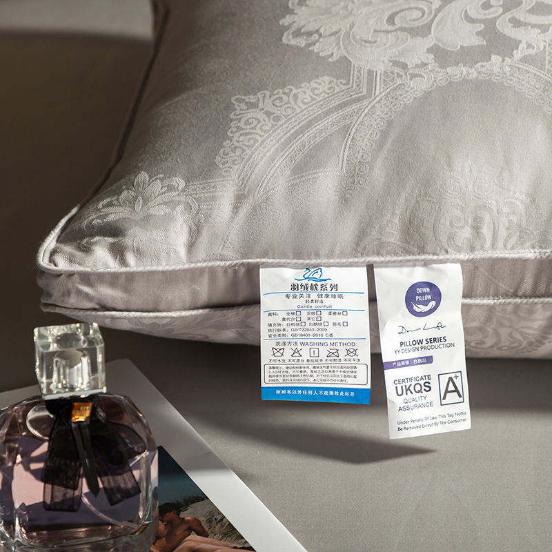 Premium 100% Cotton Cover White Goose Down Pillow Bacteriostatic Skin Friendly Ergonomic Neck Support Pillow for Hotel Home