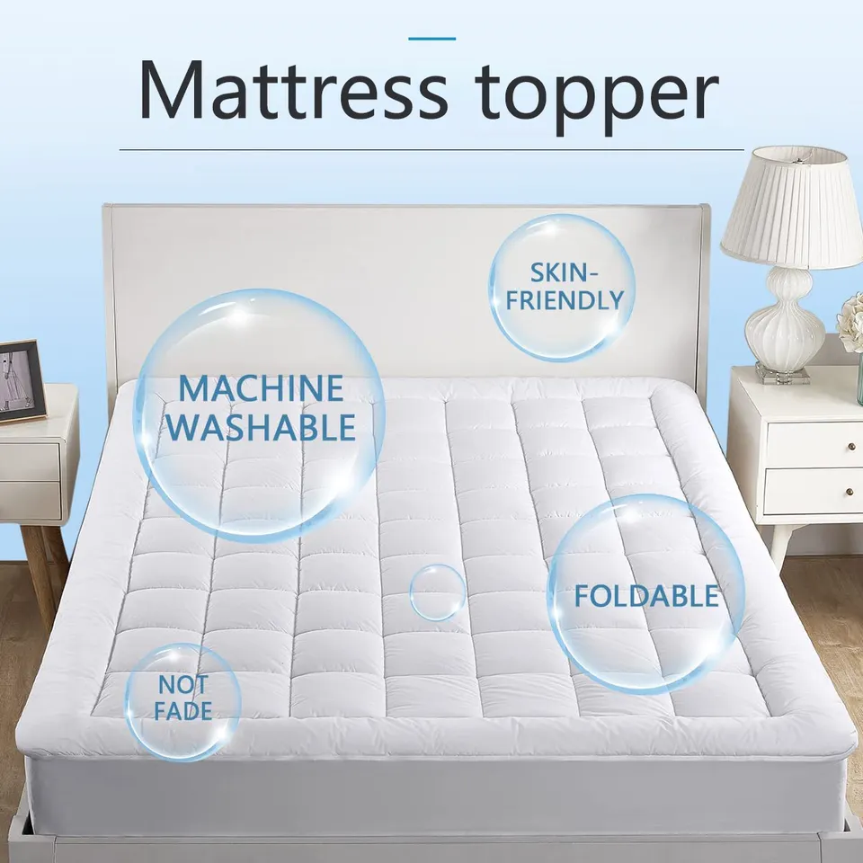 Mattress Topper Microfiber Polyester Mattress Pad Cover with Deep Pocket for Bedroom Hotel Home Use Custom OEM ODM