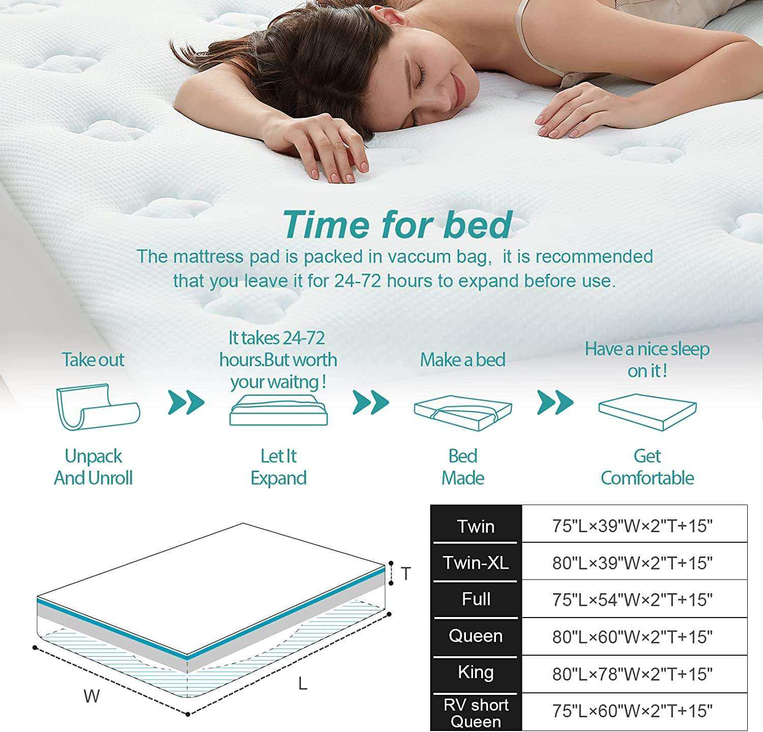 Custom Cooling Bamboo Mattress Topper Extra Thick with 8-21 Inch Deep Pocket for Bedroom Hotel Home OEM ODM Service