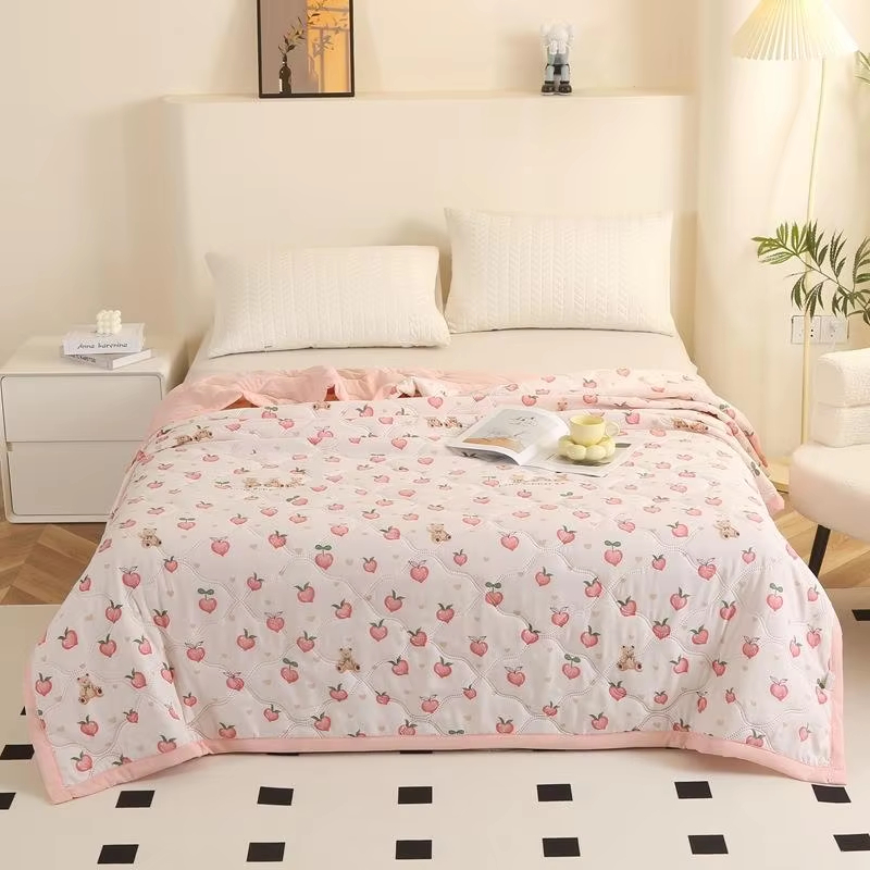 Factory Wholesale Custom OEM ODM Washed Cotton Summer Quilt Cartoon Printed Breathable Soft Thin Air Condition Quilt