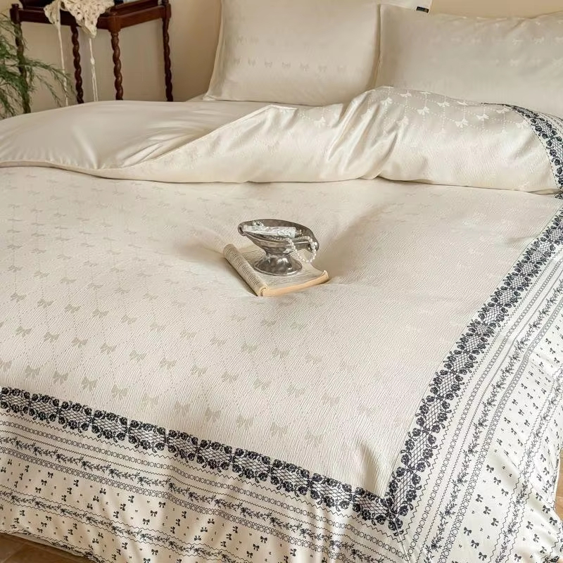 OEM ODM Wholesale All Season Polyester Jacquard Bedding Set 3PCS Soft Skin Friendly Breathable Modern for Home Bedroom