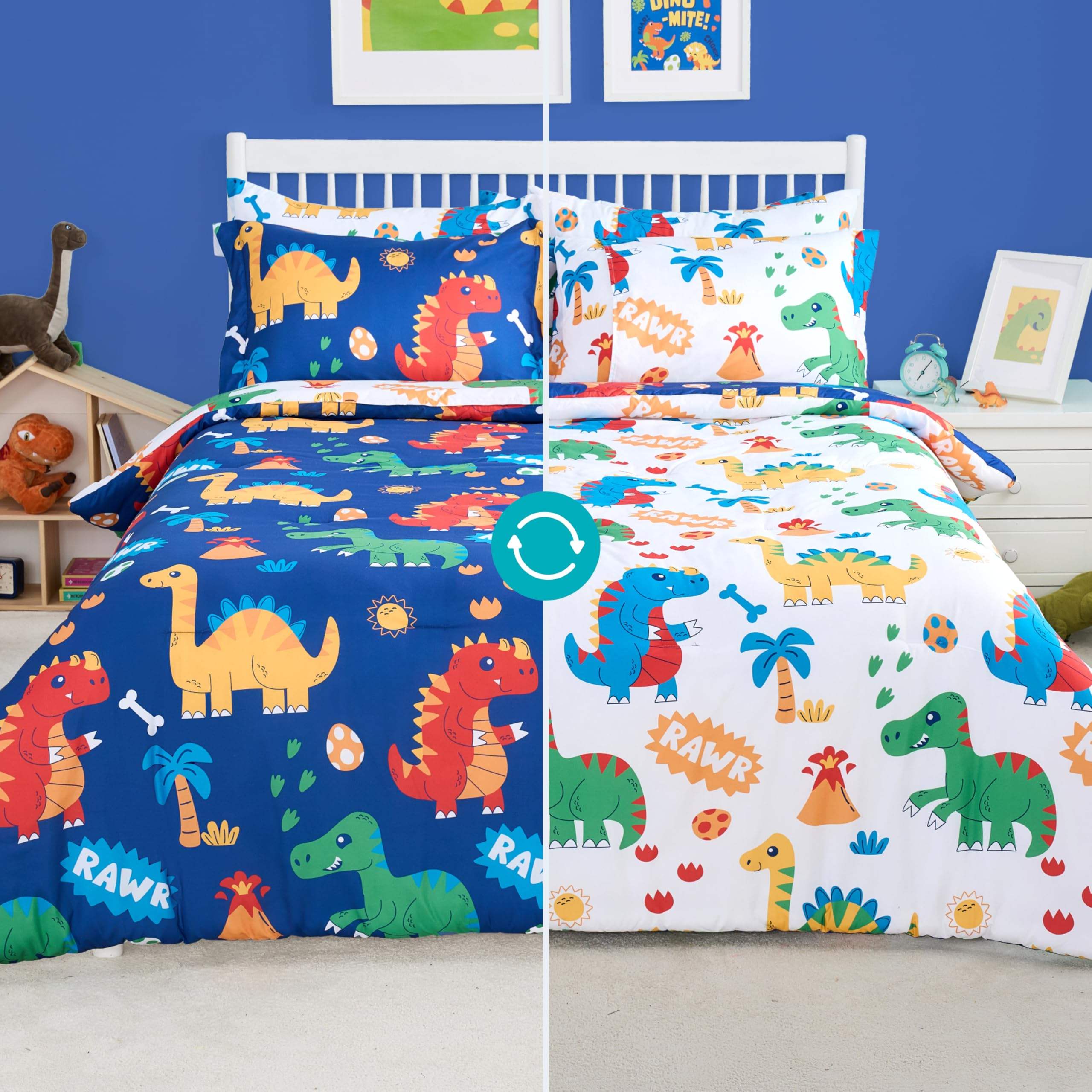 Custom Kids Cartoon Dinosaur Bedding Set Cotton Reversible Design Breathable Oeko-Tex Certified for Children Bedroom OEM ODM