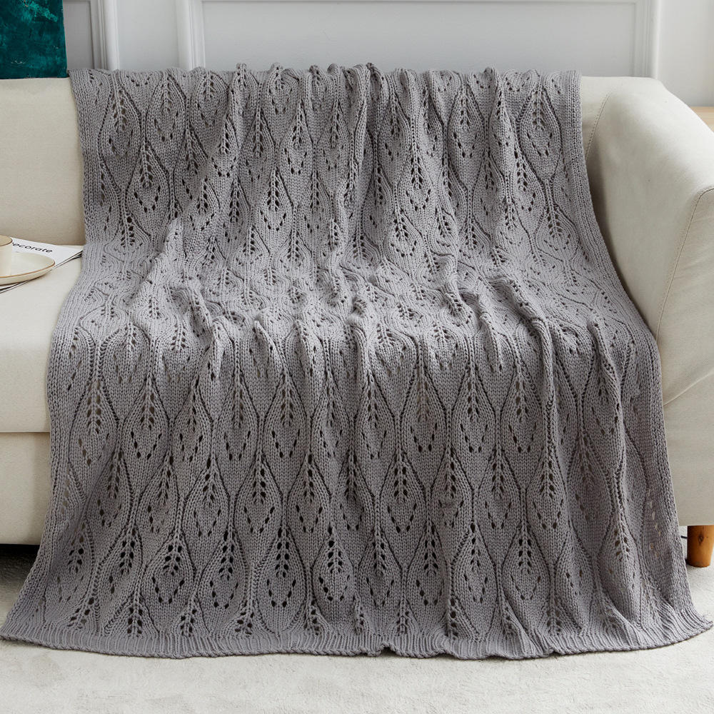 Custom OEM ODM Wholesale Nordic Style Knitted Jacquard Throw Blanket Soft Breathable Warm Durable for Sofa Bed All Seasons
