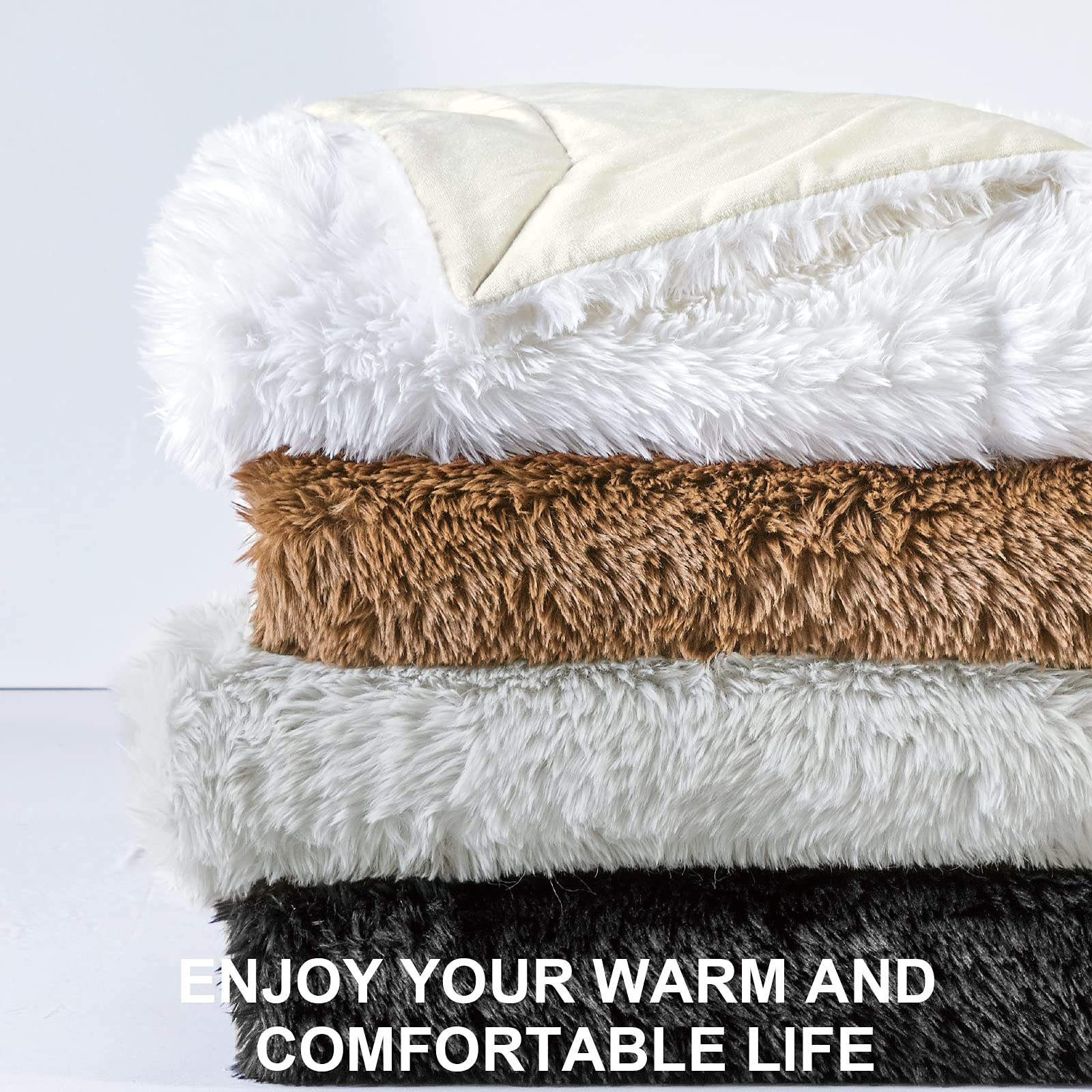 Wholesale Luxury Double Layer Rabbit Fur Blanket Ultra Soft Cozy Anti Shedding Thick Warm Throw Blanket for Home Decoration