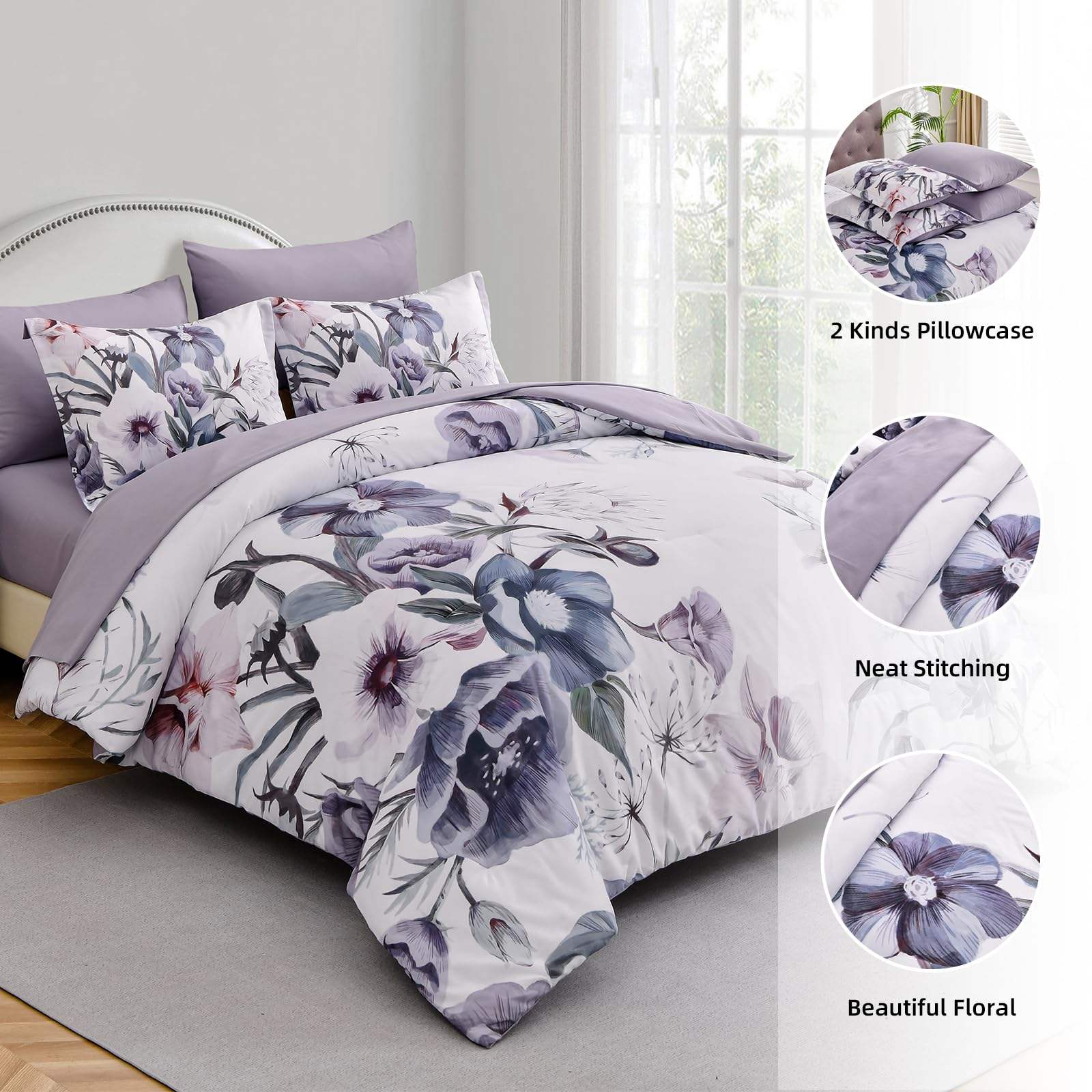 Custom Floral Print Polyester Comforter Set 12 Inch Deep Pocket Ultra Soft Microfiber for Bedroom Home OEM ODM Service