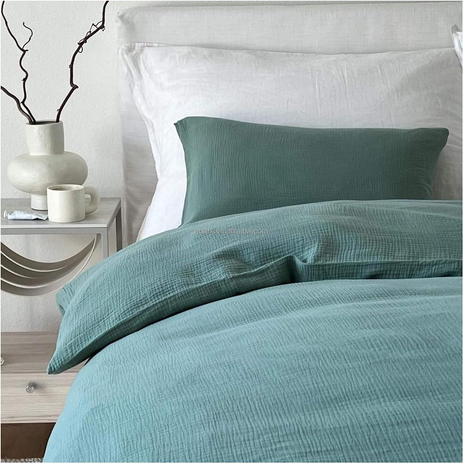 Custom Logo 100% Cotton Washed Bedding Set Breathable Soft Woven Fabric for Home Bedroom OEM ODM