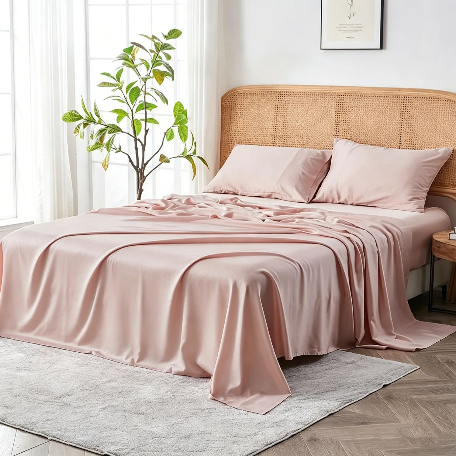 Luxury 400TC Tenel Bedding Set 100% Eucalyptus Lyocell 4Pcs Bed Sheets Skin Friendly Breathable Factory Direct Sales