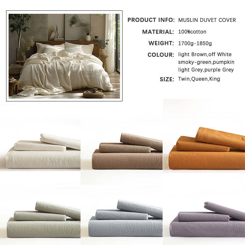 HOT Selling Anti-Bacteria Cotton Gauze Bedding Set Customizable 3 Piece 200TC Hotel Home Use Soft Breathable OEM ODM