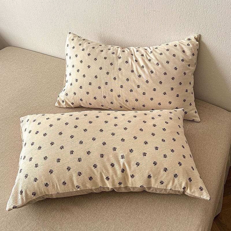 Custom OEM ODM Modern Style Small Floral High GSM Jacquard Washed Cotton Four-piece Bed Set for Home Bedroom