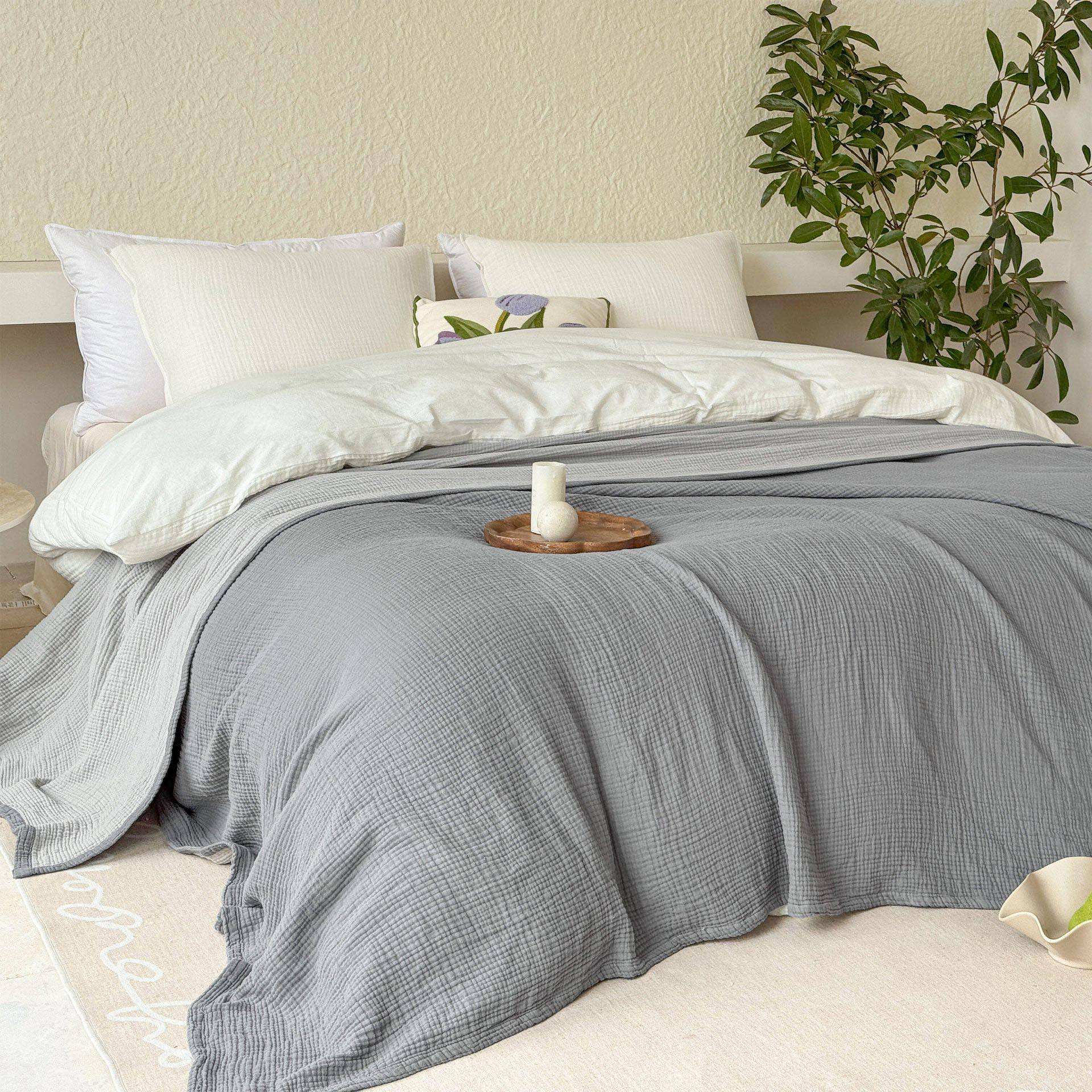 Designer Organic Cotton Muslin Blanket King Size Warm Heavy Winter Blanket Soft Breathable for Home Use OEM ODM
