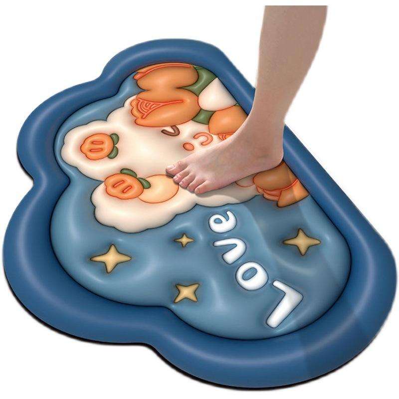 Custom OEM ODM New Trend 3D Visual Super Absorbing Diatomaceous Earth Bathroom Mat Non Slip Cartoon Bath Rug