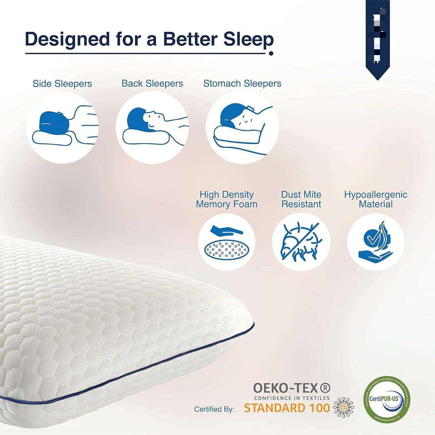 Custom Logo Cooling Gel Infused Memory Foam Pillow Orthopedic Bed Pillow for Side Back Stomach Sleepers