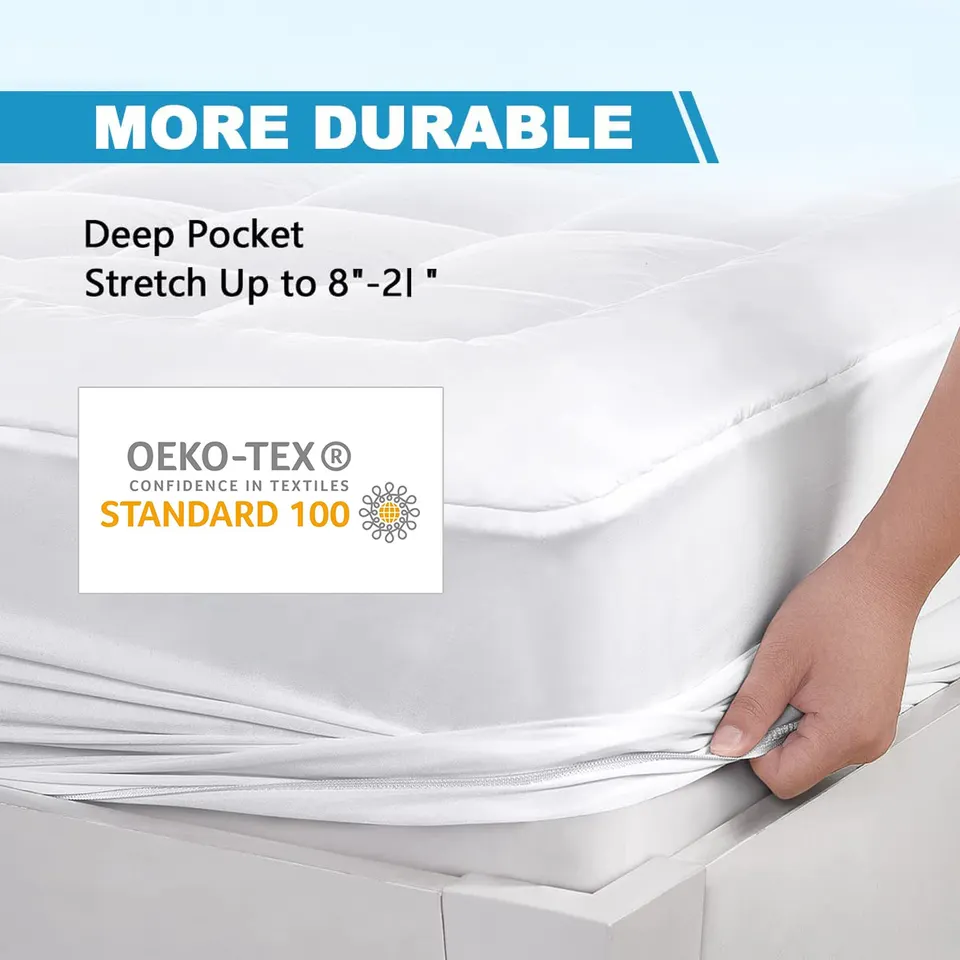 Mattress Topper Microfiber Polyester Mattress Pad Cover with Deep Pocket for Bedroom Hotel Home Use Custom OEM ODM