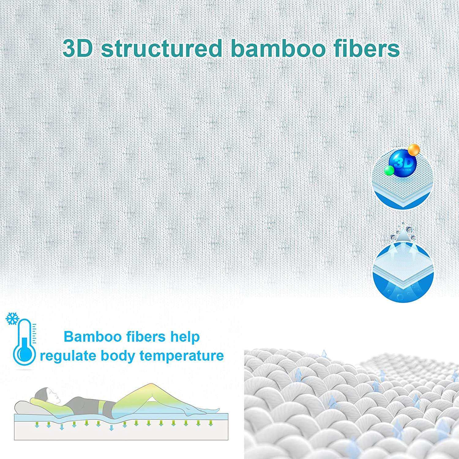 Custom Cooling Bamboo Mattress Topper Extra Thick with 8-21 Inch Deep Pocket for Bedroom Hotel Home OEM ODM Service