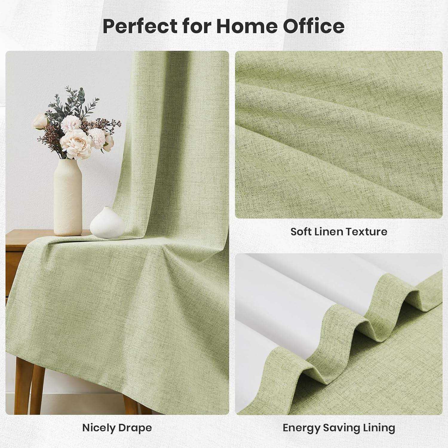 Modern Blackout Window Curtains Linen Texture Thermal Insulated Custom Size For Bedroom Living Room OEM ODM
