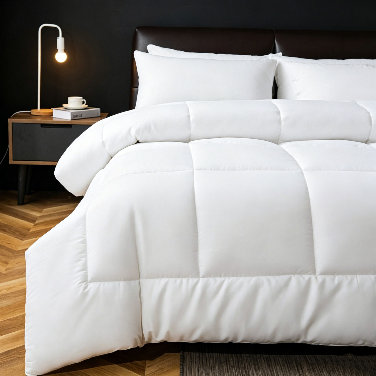 OEM ODM 100% Cotton Hotel Comforter Breathable Warm Solid White All Season Home Hotel Use Solid White All Season