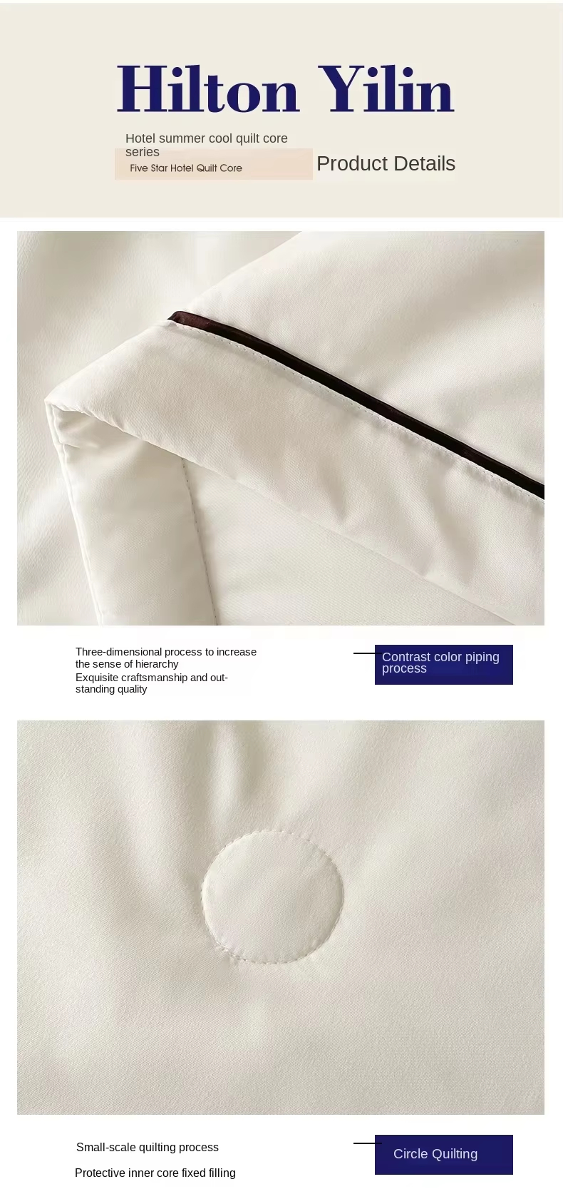 Custom OEM ODM Hilton Style Soybean Fiber Summer Quilt Soft Durable Breathable Quilt Suitable for All Home Hotel Use