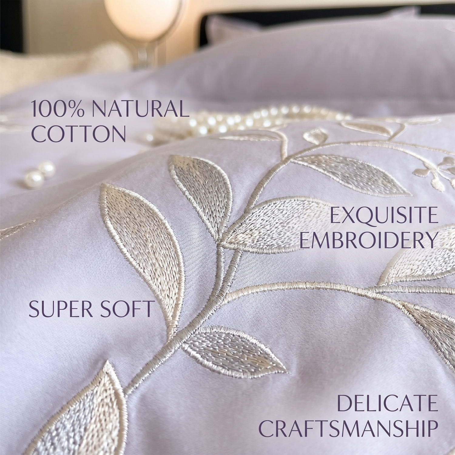 Custom OEM ODM Organic Cotton Embroidery Bedding Set Luxury Skin Friendly Breathable Durable for Hotel Homestay Bedroom