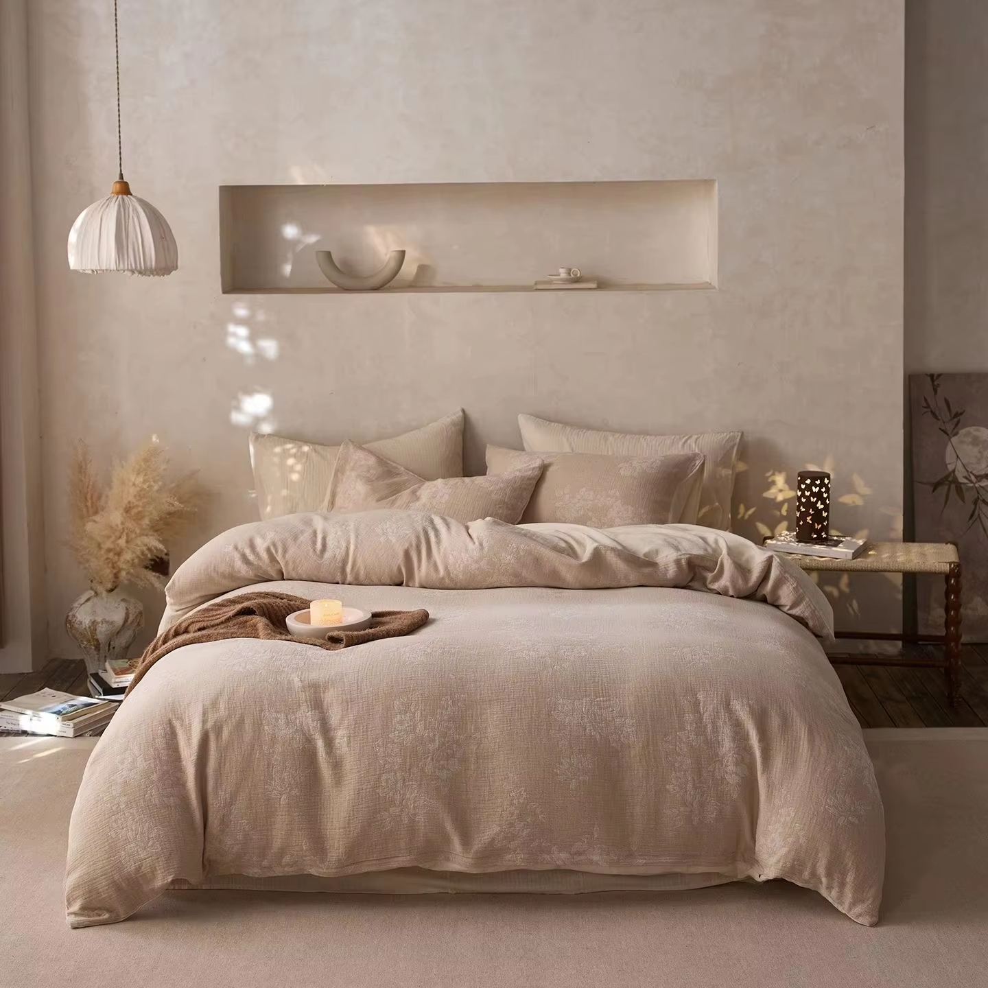 Wholesale Custom OEM ODM Vintage Cotton Touch Lace Bedding Set 3PC Soft Skin Friendly Breathable Durable for Retro Style Bedroom