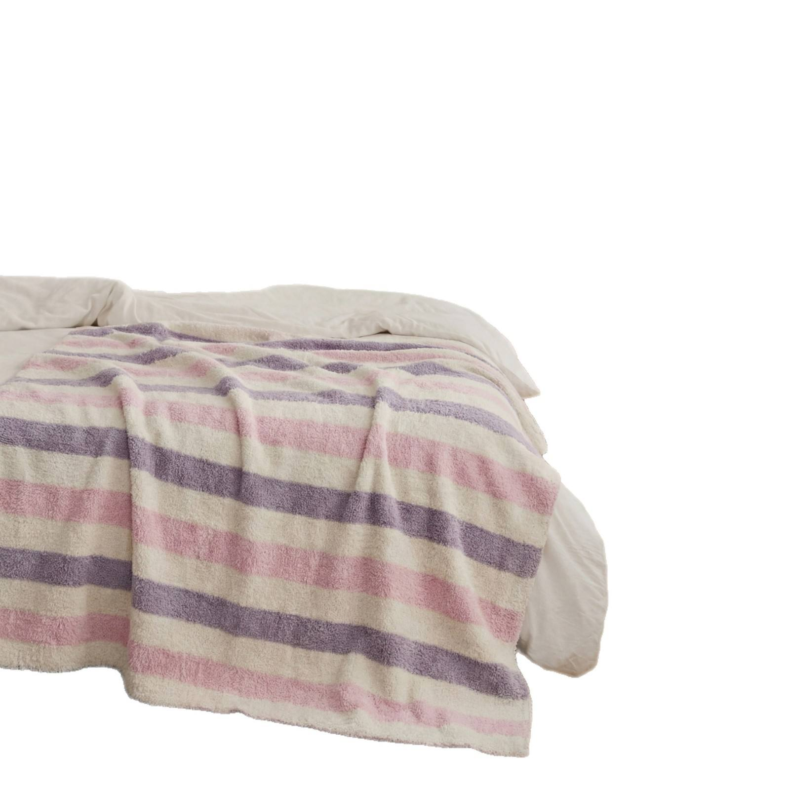 Custom OEM ODM Striped Polyester Knit Throw Blanket Cozy Warm Soft Breathable Modern Durable for Sofa Bedroom All Seasons
