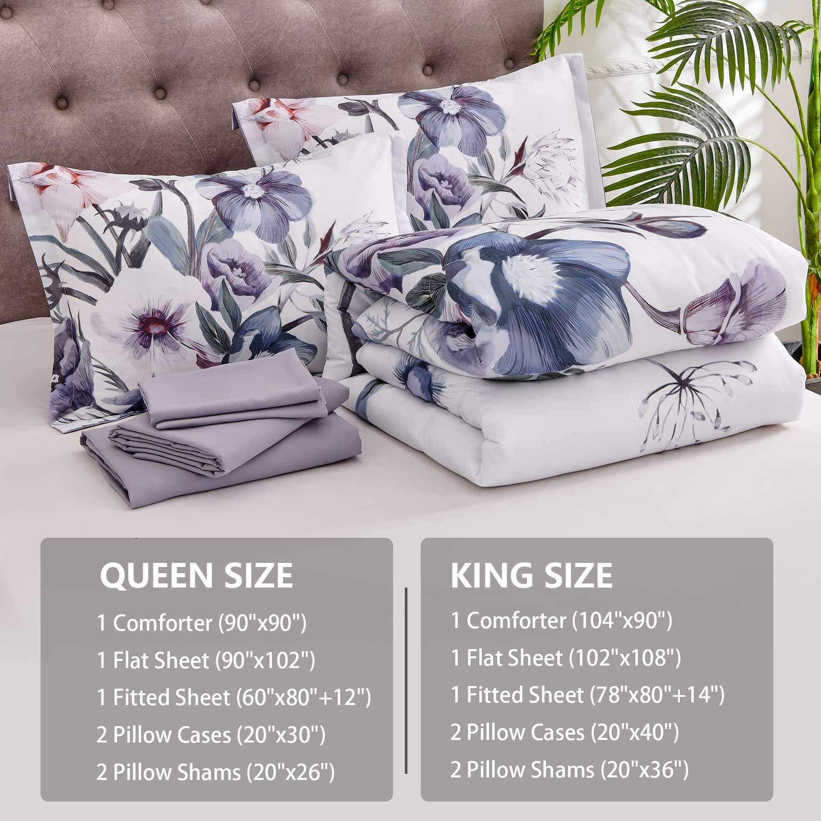 Custom Floral Print Polyester Comforter Set 12 Inch Deep Pocket Ultra Soft Microfiber for Bedroom Home OEM ODM Service